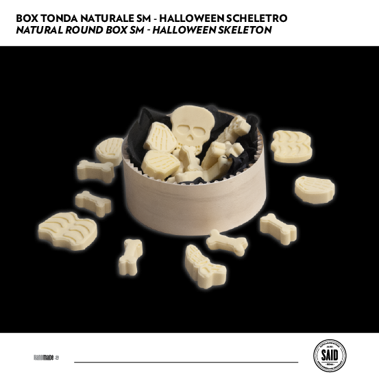 Box tonda naturale SM -  Halloween scheletro