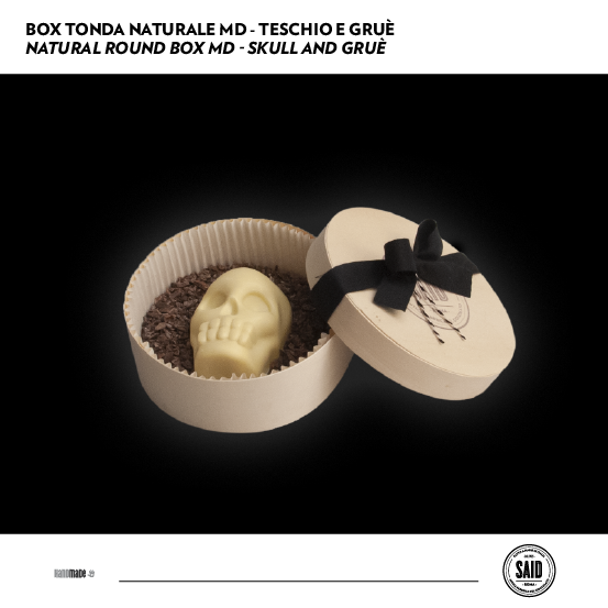 Box tonda naturale MD -  Halloween teschio e gruè