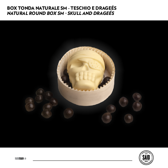 Box tonda naturale SM -  Halloween teschio e drageés