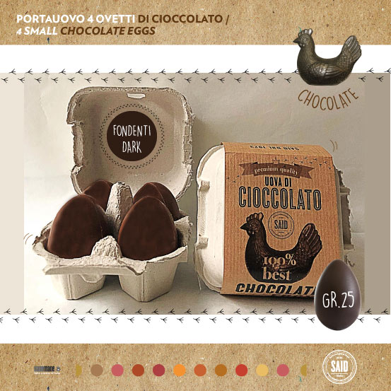 Portauovo da 4 ovetti di Cioccolato Fondente