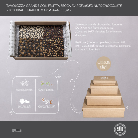 Tavolozza media di cioccolato con frutta secca - Box Kraft -