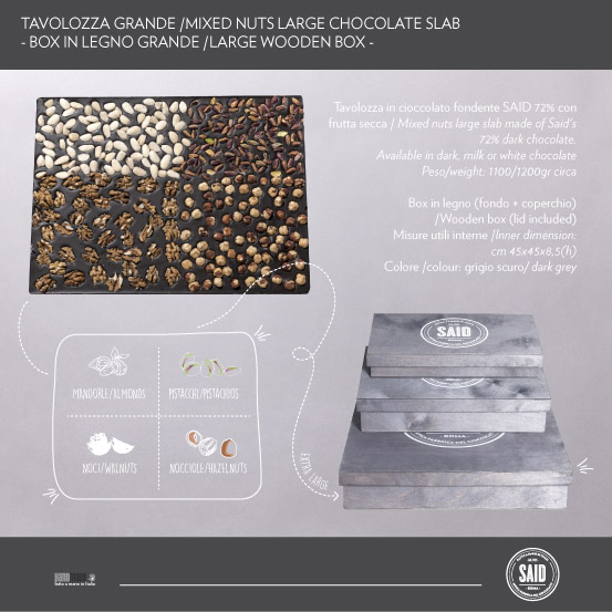 Tavolozza grande di cioccolato fondente con frutta secca