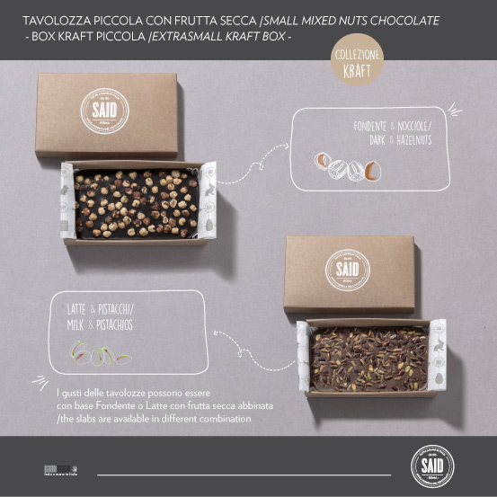 Tavolozza piccola di cioccolato con frutta secca - Box Kraft xsm -
