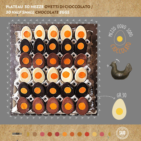Plateau da 30 mezze uova sode di cioccolato